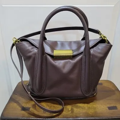 ZAC POSEN Brown Leather Eartha Convertible Crossbody Satchel Tote Bag • $48