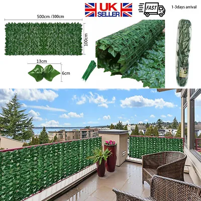 5M Roll Artificial Hedge Garden Fake Ivy Leaf Fence Privacy Screening-Wall Panel • £82.86