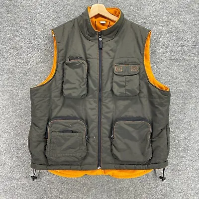 Canyon River Blues Vest Men XL Orange Full Zip Fleece Pockets Nylon Hunt Outdoor • $27.80
