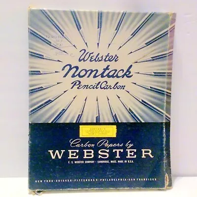 Vintage Webster Nontack Pencil Carbon Paper Box  Sheets Blue 8 1/2 X 11 • $9.99