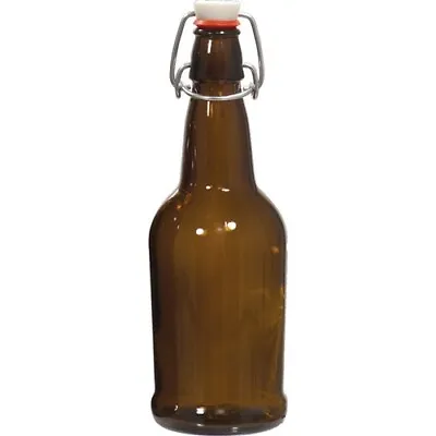 $46 • Buy Pop Tops Swing Top Bottles - 16 Oz Amber (Qty 12) - Brown Beer Brewing Bottles