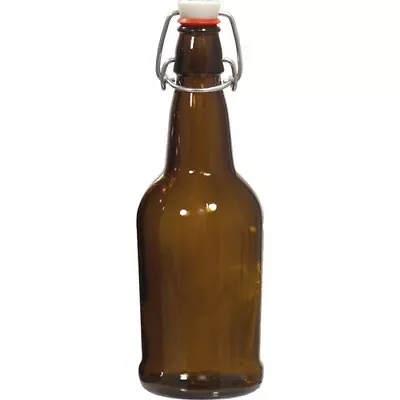 $46 • Buy Pop Tops Swing Top Bottles - 16 Oz Amber (Qty 12) - Brown Beer Brewing Bottles