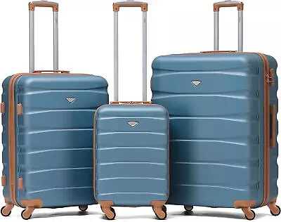 Flight Knight Set Of 3 Lightweight 4 Wheel ABS Hard Case Suitcases Cabin & Hold • £199.99