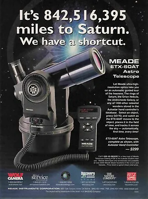 £13.34 • Buy Meade ETX-60AT Astro Telescope Y2K 2000s Vtg Print Ad 8x11 Wall Poster Art