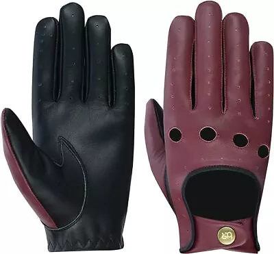 Men's Driving Gloves Leather Chauffeur Full Finger Car Driving Motorcycle Bikers • $29.99