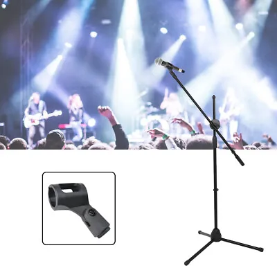 Straight Microphone Stand With Tripod Base - Adjustable Mic Stand Black • £13.09