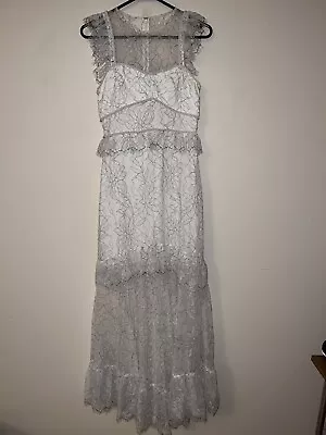 Alice McCall White/grey Lace Detail Midi Dress Size 6 K46 • $136.50