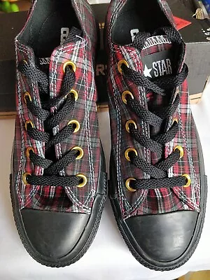 Converse Trainers Jack Purcell Red/Black Tartan Rubber Toe Cap And All Roundtape • £50