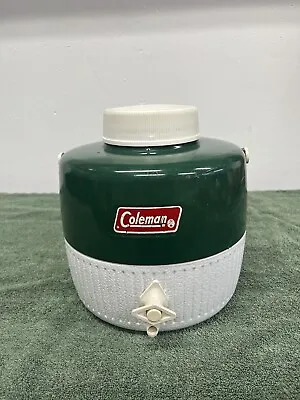 $24 • Buy Vintage Coleman Green & White 1 Gallon Picnic Water Cooler Jug 8/1977