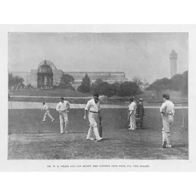 CRICKET W.G Grace Batting At The Crystal Palace Antique Print 1901 • £9.99