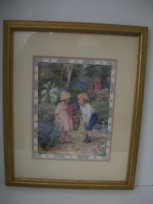 Margaret W. Tarrant Framed Print Girl And Boy In Garden 22  X 18  • £123.52