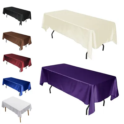 Satin Tablecloth Rectangular Table Cover For Kitchen Wedding Dining Xmas Decor • $21.69