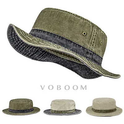 VOBOOM Bucket Hats For Men Washed Cotton Panama Hat Summer Fishing Hunting Cap • $12.99