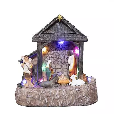 Christmas Nativity Set Scene Jesus Crib Figures Xmas Lights Up LED Decorations • £18.85