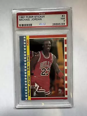 1987 Fleer Sticker #2 Michael Jordan PSA 7 • $134.99