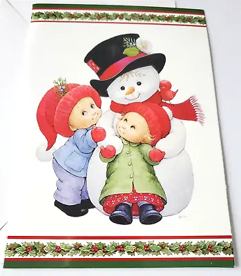 Christmas Card Morehead Ruthie's Joy Snowman With Cute Kids Holly Berry Border • $1.95