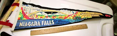 Vintage Niagara Falls Rainbow Bridge Canada Felt Colorful Pennant 22 X 7.5 • $19.99