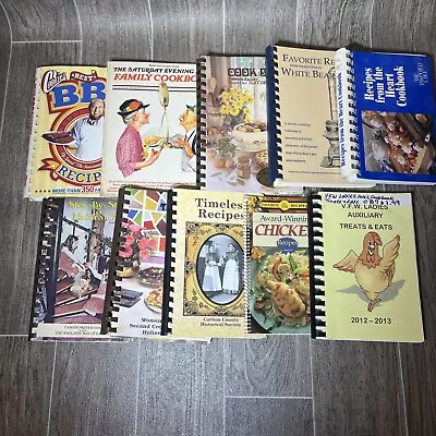 Mixed Lot Of 10 Vintage Family Recipes Church Community School Spiral Cookbooks • $19.99