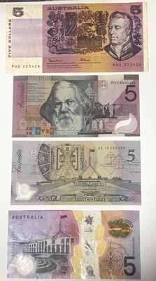 $61 • Buy Australian FIVE DOLLAR NOTES X 4 All DIFFERENT 2 X PREFIX AA16✨
