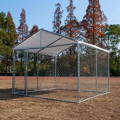 10 X 10FT Outdoor Pet Dog Kennel Metal Pet House Cage Backyard Cage W/ Cover • $199.99