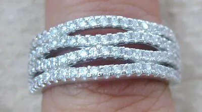 925 STERLING SILVER Micro Setting PAVE 4 Rows CZ Wedding BAND Ring Size L N R • $25.60
