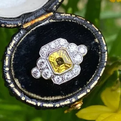 2Ct Asscher Lab-Created  Citrine Solitaire Engagement Ring 14K White Gold Plated • $159.99