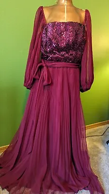Vintage Miss Elliette California Burgundy Sequin Dress 38  Bust Holiday Party  • $69