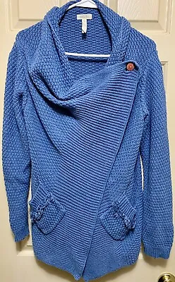Matilda Jane M Cotton Blend Wrap Cardigan Sweater Blue W Pockets  Women’s • $16.99