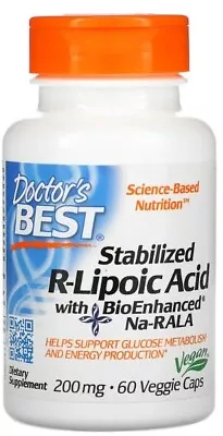 Doctor's Best Stabilized R-Lipoic Acid With BioEnhanced Na-RALA 200mg - 60 Vcap • £51.49