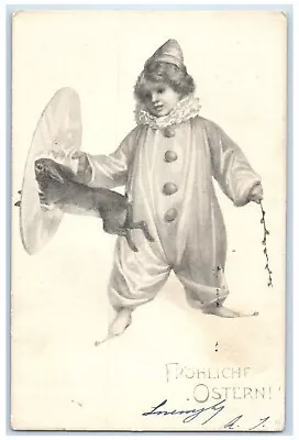 Easter Boy Clown Jester Magician Rabbit Pipe Berry San Francisco CA Postcard • $9.98