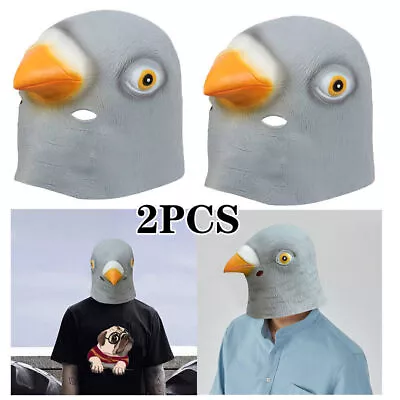 2PC Pigeon Head Mask Creepy Animal Halloween Costume Theater Prop Latex Party AU • $24.69