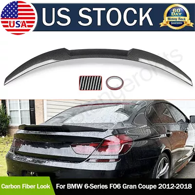 FOR 12-18 BMW 6 SERIES F06 640i 650i M6 CARBON LOOK REAR TRUNK SPOILER WING LID • $100.56