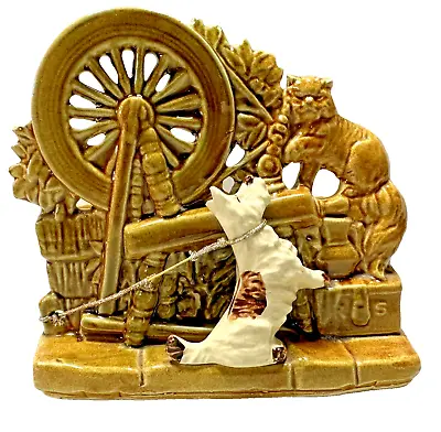 Vintage McCoy Planter Spinning Wheel Cat White Scottie Dog USA Pottery • $24.99