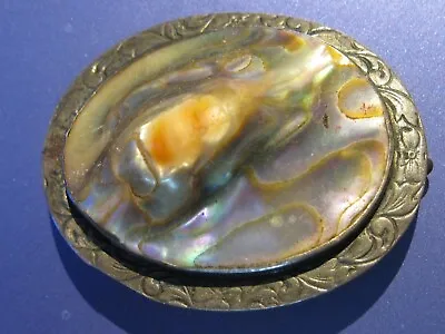 Antique Art Nouveau Abalone Blister Pearl Brooch Sterling Silver Brooch • $17