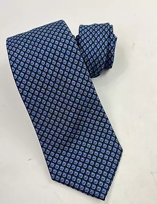 Brioni Blue Geometric Luxury Silk Tie Made Italy Mens Necktie • $31