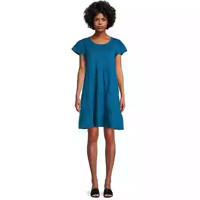 TIME AND TRU - VARIOUS SIZES - Teal Short Sleeve Tiered Knit Dress - NEW! • $13.01