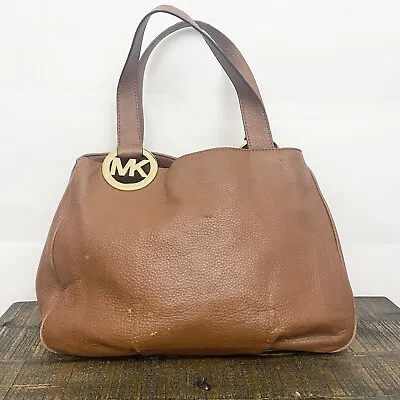 Michael Kors Fulton Large Leather East West Tote Bag Luggage Color • $49