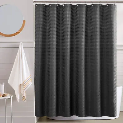 $17.09 • Buy Waffle Weave Pattern Shower Curtain For Bathroom Solid Waterproof With Hooks