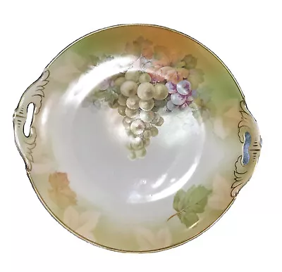 MZ Moritz Zdekauer  10 “ Charger Plate Grapes  & Leaves 1900-1909 Hand Painted • $25
