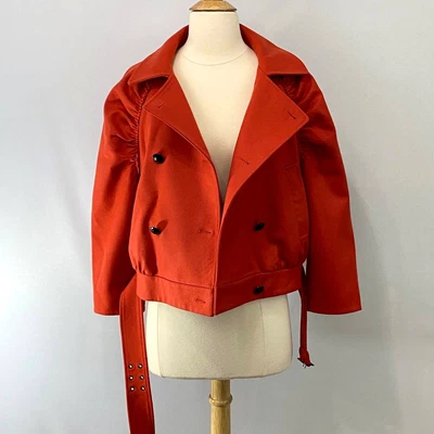 $90 • Buy Missoni Double Breasted Virgin Wool Coat Orange Belted Made In Italy Womens US 6