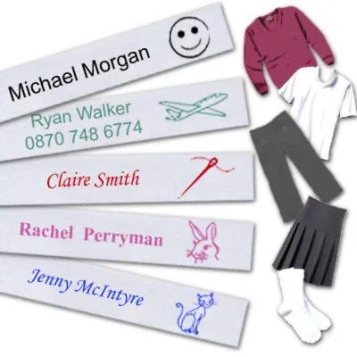 50 SATIN Iron-on School Name Tapes Name Tags Labels • £7.99