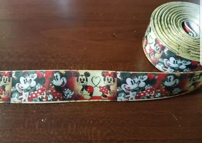 Disney 7/8 22mm Grosgrain Ribbon Mickey Mouse Minnie Mouse • $2.50