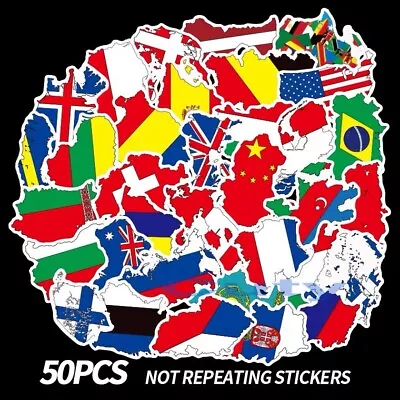 50 National Flag Stickers/world Countries/maps/country Vinyl Sticker-waterproof • £3.99