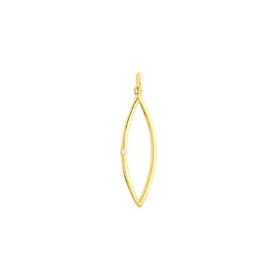 Open Marquise Diamond Pendant Solid 14K Yellow Real Gold Dainty Leaf Charm Women • $160