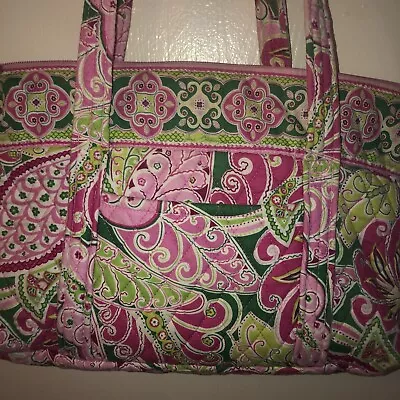 Vera Bradley Pinwheel Pink Bag 9x13x4” Dbl Handle Purse Great Vintage Find! • $8.99