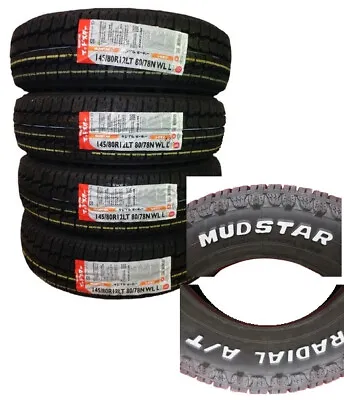 4x MUDSTAR RADIAL A/T 145/80R12 White Letters LT Snow Tires 145 80 12 Nankang • $488.70