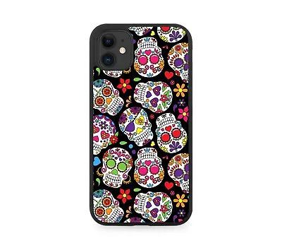 Black And Colourful Sugar Skulls Rubber Phone Case Skull Mexican Floral Gel G592 • £15.90