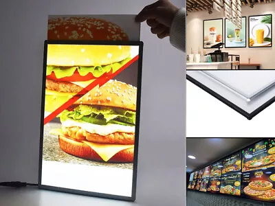 LED Slim Advertising Lightbox Sign Wall-Mounted Poster Board Menu Frame A2 • £50