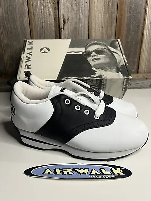 Vintage 90s Airwalk Jogger Saddle Skate Sneakers Shoes Black White NOS Mens Sz 8 • $150