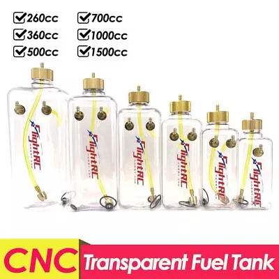 RC Fuel Tank Transparent Plastic Bottle 260-1500ML/CC CNC Aluminum For Gas Nitro • $26.59
